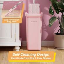 2026 Hot Spring Summer Popular Pink Mop And Bucket With Wringer Set For Home, Includes 3 Reusable Microfiber Mop Pads, Hands-Free Self-Cleaning System, Multi-Functional Cleaner For Floor, Wall, Window, Baseboards,  For Hardwood, Tile, Vinyl, Laminate, Household Cleaning Tool For Kitchen, Living Room, Office, Ideal For Daily Use, Birthday Party, Holiday Cleaning & Perfect Festival Birthday Gift For Family, Friends, Homeowners - 粉紅色的 - 查看 7
