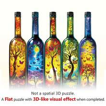 1件裝 Bottle Of Life 木製不對稱拼圖，動物造型2D拼圖玩具，適合兒童與成人，益智遊戲，派對、節日、聖誕與生日禮物，獨特魔幻桌面裝飾創意木製拼圖禮品 - 彩色 - 查看 7