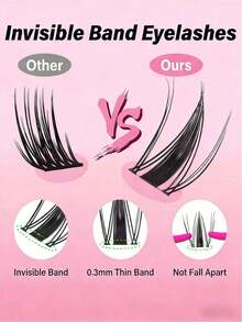 MEM 570/640/800/680/620/120片装簇状假睫毛，D型卷翘自然妆效睫毛嫁接套装，纤细睫毛长度9-16mm，包含睫毛胶水和镊子，可在家DIY，适合旅行、日常佩戴、婚礼、约会、派对、度假（适合初学者） - 黑色 - 查看 6