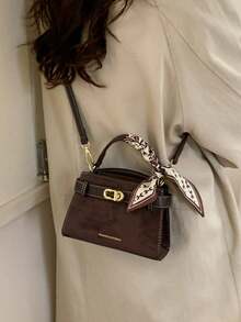 Túi đeo chéo kiểu dáng khóa cổ điển và thời trang hoàn toàn mới, túi vuông nhiều ngăn, túi thời trang vintage, túi xách thanh lịch, túi công sở, thích hợp để mua sắm, đi làm và làm quà tặng dịp lễ. - Cà phê - Xem 6