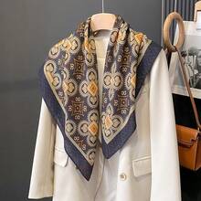 Women's Large Square Satin Scarf 90x90 Chic Polyester Printed - Geometric - View 4
