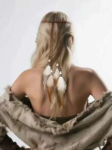 1 chiếc/Kiểu dáng Bohemian Bắc Âu nhẹ nhàng, mũ đội đầu lông vũ màu nâu, thích hợp cho biểu diễn sân khấu và du lịch với tua rua bay bổng. - màu nâu - Xem 2