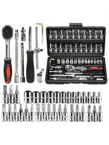 46-Piece Car Repair Tool Set With Socket Wrench And Ratchet, Multifunctional Universal Repair Tool Box For Home - Multicolor - View 10