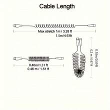 Cable de carga rápida USB a Tipo C de 66W 5A, cable retráctil de resorte, compatible con Xiaomi, POCO, teléfonos, cargador de coche USB C - Rojo - Ver 2