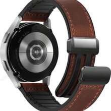Dây đeo đồng hồ da từ tính tương thích với Samsung Galaxy Watch 7/6/5/4/Active 2 40mm 44mm/Watch 6 Classic 43mm 47mm/Watch 5 Pro 45mm/Watch 4 Classic 42mm 46mm, 18mm, 20mm, 22mm, dành cho nam. - màu nâu - Xem 2
