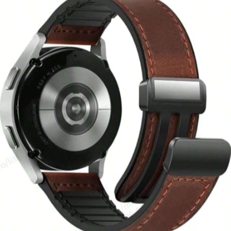 Dây đeo đồng hồ da từ tính tương thích với Samsung Galaxy Watch 7/6/5/4/Active 2 40mm 44mm/Watch 6 Classic 43mm 47mm/Watch 5 Pro 45mm/Watch 4 Classic 42mm 46mm, 18mm, 20mm, 22mm, dành cho nam.