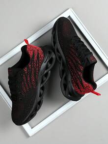 Men's Hollow-Out Knit Breathable Casual Sports Shoes - Black - View 4