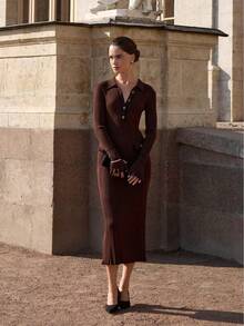 falda larga marrón