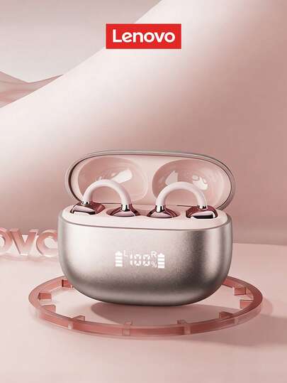  Lenovo RS119 Fashionable Bluetooth Headphones, LED Power Display, High-Quality Audio For Daily Music Listening, Low Latency For Gaming, Long Battery Life, Comfortable Fit, Compact Wireless Earphones Compatible With Android, IOS, PC, Great Gift