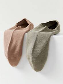 1/5 Pairs Random Men's Solid Color Silicone Non-Slip Breathable Absorbing Casual Boat Socks, Suitable For Spring And Summer - Multicolor - View 9
