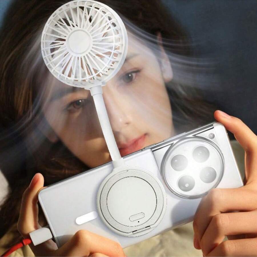 Magnetic Suction Fan, Suitable For IPhone And Phones With Magnetic Cases, Creative Magnetic Suction Desktop Mini Fan, Portable Foldable Handheld Magnetic Suction Mini Fan For Outdoor Use