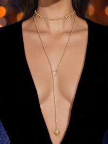 2pcs Gold-Tone Minimalist Necklace Set - 黃金2 - 查看 8