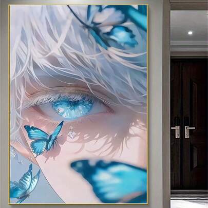 1件套钻石画套装，DIY 5D钻石画艺术套装，成人款，侧脸人像蝴蝶装饰，全钻刺绣艺术套装，手工制作家居办公室墙面装饰