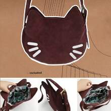 DIY动物钱包缝纫图纸：小猫单肩包 - 预裁硬纸模板 - 送给爱猫人士和朋友的独特手工礼物 - 拉链斜挎包项目，即用型牛皮纸模板 - 带耳朵和胡须的可爱小猫钱包缝纫图纸，书皮缝纫模板，时尚设计图纸 - A - 查看 4