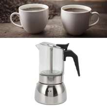 300 ml italiensk mokakanna i glas, bas i 430 rostfritt stål, värmebeständig kaffebryggare för hemmakafé, induktionsspis, gasspis, kaffeservice, kaffetillbehör - 300 ml - Visa 6