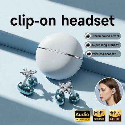 NEW SENYANG 森阳新款2026蝴蝶耳环时尚夹式蓝牙耳机开放式无线女士耳机非入耳式耳夹式耳机时尚奢华电镀HiFi重低音超长续航适用于安卓手机，适合作为礼物