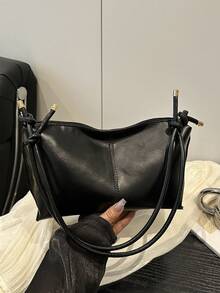 女士韩版简约高品质时尚大容量休闲百搭单肩斜挎包 - 黑色 - 查看 8