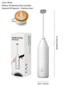 1个手持式电动奶泡器，家用烘焙工具，无线电池供电咖啡奶泡器饮料搅拌器，带不锈钢电动搅拌器，适用于咖啡、拿铁、卡布奇诺、热巧克力、蛋白粉等。 - 彩色 - 查看 8