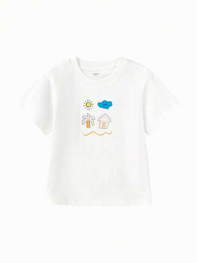 Balabala 新款男女童短袖夏季T恤，卡通图案幼儿上衣，男女童皆宜