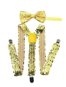 1 Set Men's Sequin Bow Tie, Suspender 3 PiecesAccessory Suit - Multicolor - View 5