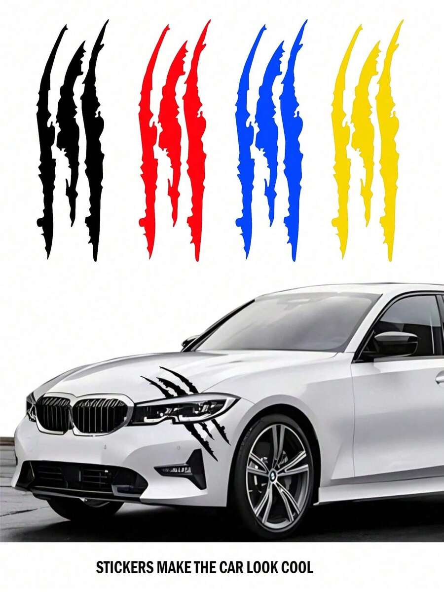 2片/1片汽车大灯贴纸 - 爪印汽车贴纸、大灯眉贴纸、刮痕贴纸，适用于跑车、SUV、皮卡、汽车车窗、摩托车等。 - 款式A - 查看 1