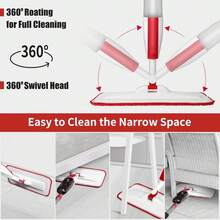 2026 Hot Spring Summer Popular Mops For Floor Cleaning, Wet Spray Mop With 14 Oz Refillable Bottle And 2 Washable Microfiber Pads, Heavy Duty Dry Wet Flat Mop For Home Or Commercial Use, Multi-Surface Floor Cleaner For Hardwood, Laminate, Wood, Ceramic, Tile, Marble, Vinyl, Efficient And Easy To Use Cleaning Tool For Living Room, Kitchen, Bedroom, Office, Hotel, Perfect For Daily Housekeeping, Home Improvement, Birthday Party, Holiday Use & Ideal Festival Birthday Gift For Family, Friends, Homeowners, Housewarming Gift - 00-紅色 - 查看 4