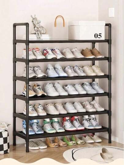 1 قطعة رف أحذية بسعة كبيرة متعدد الألوان - رف أحذية متعدد الطبقات من أنبوب فولاذي سميك، رف أحذية أبيض/أسود بسيط متعدد الطبقات، خزانة أحذية للاستخدام اليومي في مدخل المنزل. ضروري للطلاب والمستأجرين في المدارس الداخلية. متكامل لتخزين الحقائب والأحذية. ضروري للتنظيم اليومي والتخلص من الفوضى الموسمية.