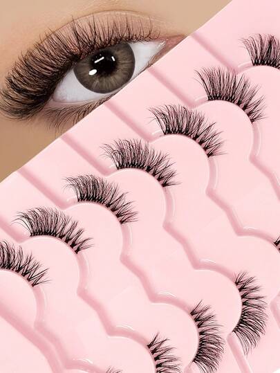 7 Pairs Half Lashes- Reuseble, Natural Slender Crossed Fluffy Curling Eyecorner Lashes, Eye Tail Elongation,Natural Enlarged Eyes,Clear Band Fake Lashes ,Eyelashes,Comfortable To Wear, Lash Tech Supplies.For Daily Wear And Travel And Gifts And Party And Wedding And Commuting.Suitable For Beginners.