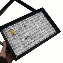 Elegant Black Plastic Desktop Ring Display Box - Spacious Dustproof Storage For Rings And Accessories, Hanging Jewelry Organizer - Black and White - View 5