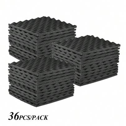 Studio Foams Panels Sound Insulation Foam 30 * 30cm/ 12 * 12in, Pack of 36pcs, Dark Gray