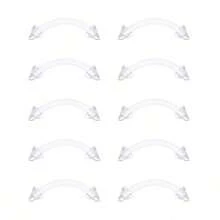 10个透明弯曲杠铃耳钉固定器 16G 塑料眉钉耳环唇钉耳廓耳屏耳骨钉 6-10毫米唇钉柔性固定器亚克力生物弹性穿刺 - 眉釘 - 查看 5