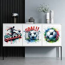 3pcs/Set Cool Football Themed Window Stickers, Including Shoe & Flower Patterns, DIY Self-Adhesive Removable Decals, Easy To Install, Suitable For Bedroom, Living Room, Game Room Decoration - Football - View 9