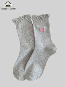 3 Pairs Of Lace Embroidered Heart Tube Socks, Combed Cotton Pile Socks, Japanese Girl Lolita Lace Women's Socks - Multicolor - View 10