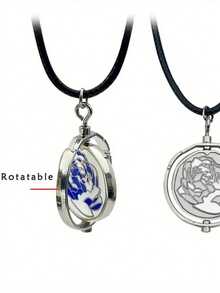 1pc Arcane Necklace, Powder Gold Kris Pendant, Arcane Gift, Arcane Pendant, Blue Rose Necklace - Multicolor - View 4
