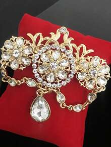 Ghim cài áo cô dâu kiểu Kaftan đính đá lấp lánh, phụ kiện thời trang mạ vàng, phù hợp cho mọi mùa, mùa hè, đi biển, đám cưới. - Vàng - Xem 5