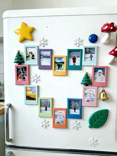 10 piezas de marcos de fotos magnéticos coloridos de 3 pulgadas para refrigerador, marcos de fotos decorativos navideños lindos para la cocina, el casillero, la pizarra blanca y la decoración del hogar'} {'translate_es':'Marco de fotos magnético de 3 pulgadas DIY, combinación magnética multifuncional, marco de fotos magnético creativo, imán de refrigerador rosa lindo para fotos