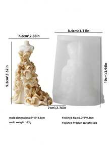 1pc DIY Silicone Candle And Soap Mold, For Wedding Dress Embossed Design, Including Lily Flower Embossed Dress Wedding Dress Design - Suitable For Handicraft Enthusiasts And Home Experts To Make Candles, Resin Decorations And Aromatherapy Wax Tablets, Ideal For Holiday Party Gifts And Home Decor - Lily Skirt Mold - View 7