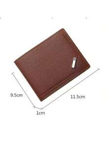 男士钱包，黑色/咖啡色/棕色短款钱包，简约时尚，多卡位，大容量，轻薄柔软皮革对折钱包，新款商务零钱包 - A - 查看 4