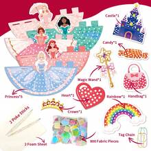 Conjunto Criativo de Arte Poke 3D de Princesa, Decorações de Vestido de Princesa Poke de Tecido DIY, 5 Estilos de Princesa, Brinquedo de Arte Criativa Presente para Meninas com 3+ Anos de Idade - Artesanato - Visão 2