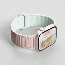 高级简约磁吸表带，适用于 38/40/41/42/44/45/46/49mm 表盘，兼容 Ultra/SE10/9/8/7/6/5/4/3/2/1 型号 - 粉綠 - 查看 8