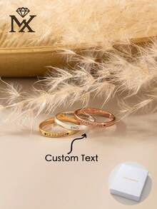 1pc Bespoke Personalised Ring, Romantic Engraved Ring, Letter Ring Jewellery, Anniversary Vow Ring, Valentine's Day, Christmas - Multicolor - View 2