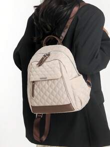 Anti-Theft Casual Diamond Quilted Nylon Backpack Women Purse; Multi-Functional Fashion Day Bag; Multi-Pocket Lightweight Travel Bag; Large Capacity Simple School Bag; Convenient Book Bag, Suitable For Students, Nurses, Teachers, Business People, Travel And Vacation, Business Trips, Daily Commuting, Shopping, Office, Dating, Hiking, Training, Work, Birthday Gifts, Holiday Gifts, - Multicolor - View 11
