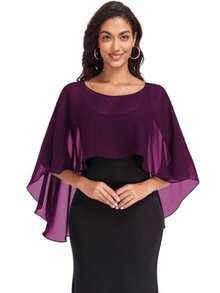 1pc Women's Chiffon Shawl, Suitable For Evening Gown, Wedding Shawl, Pashmina Wrap - Multicolor - View 13