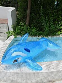 1pc Inflatable PVC Blue Whale Floating Bed, Swimming Pool Lounge Chair, Beach Essentials Swimming Games - Multicolor - View 6