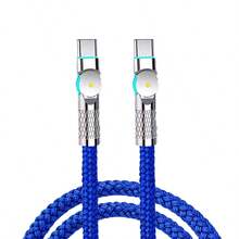 240W 数据线，双 Type-C 接口，180° 旋转接头，编织材质，兼容 17/16/15 系列、荣耀等手机 - 藍色 - 查看 2