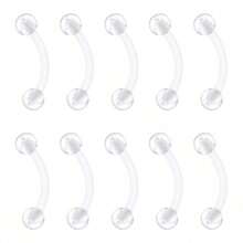 10个透明弯曲杠铃耳钉固定器 16G 塑料眉钉耳环唇钉耳廓耳屏耳骨钉 6-10毫米唇钉柔性固定器亚克力生物弹性穿刺 - 眉釘 - 查看 16