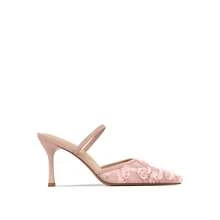 Damen-High Heels, geschlossene Pantoletten, Stiletto-Sandalen aus Mesh und Spitze – der neue Sommerstil für draußen. - Pink - Übersicht 7