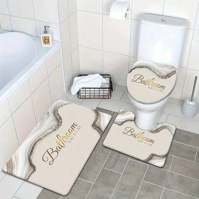 Bộ thảm phòng tắm, thảm vuông trải sàn nhà vệ sinh, 100% sợi polyester, sản xuất bằng máy, dệt phẳng, chỉ giặt tay, trang trí nhà cửa cho nhà bếp, phòng giặt, lối vào - sử dụng được quanh năm, thảm nhung sang trọng - thảm chất lượng cao, nhẹ, có thể giặt được, mềm mại và bông xốp, thảm lông ngắn bền, chống trượt, nhiều kích cỡ, đáy chống trượt. [Thảm phòng tắm] [Thảm nhà tắm] [Thảm phòng tắm] Mùa thu/Mùa đông/Trang trí kiểu Rome/Trang trí nhà cửa/Trang trí nhà
