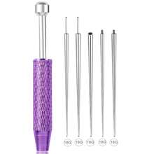Pinza para perforación, herramienta guía de pendientes con parte posterior plana de 16G 18G, aguja de acero inoxidable con rosca interna y externa, kit de asistencia para perforación corporal en oreja, nariz y labio - Ver 10