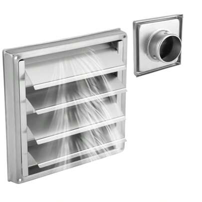 Cubierta de Ventilación en Pared Acero Inoxidable Cuadrada, Rejilla de Ventilación de Secadora Respiraderos Extractor Externo de Conducto Salida de Aire con Pantalla de Insecto 18.4x18.4cm, Plateado